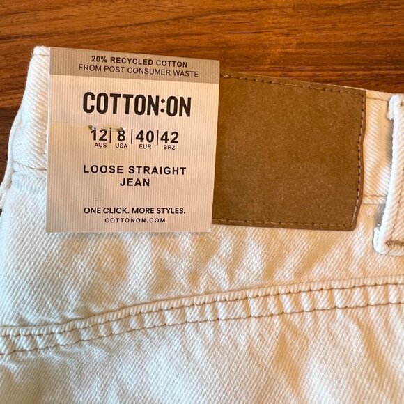 NWT Cotton On White Jeans 🤍  Loose Straight Sz 8 #1 - Picture 5 of 5
